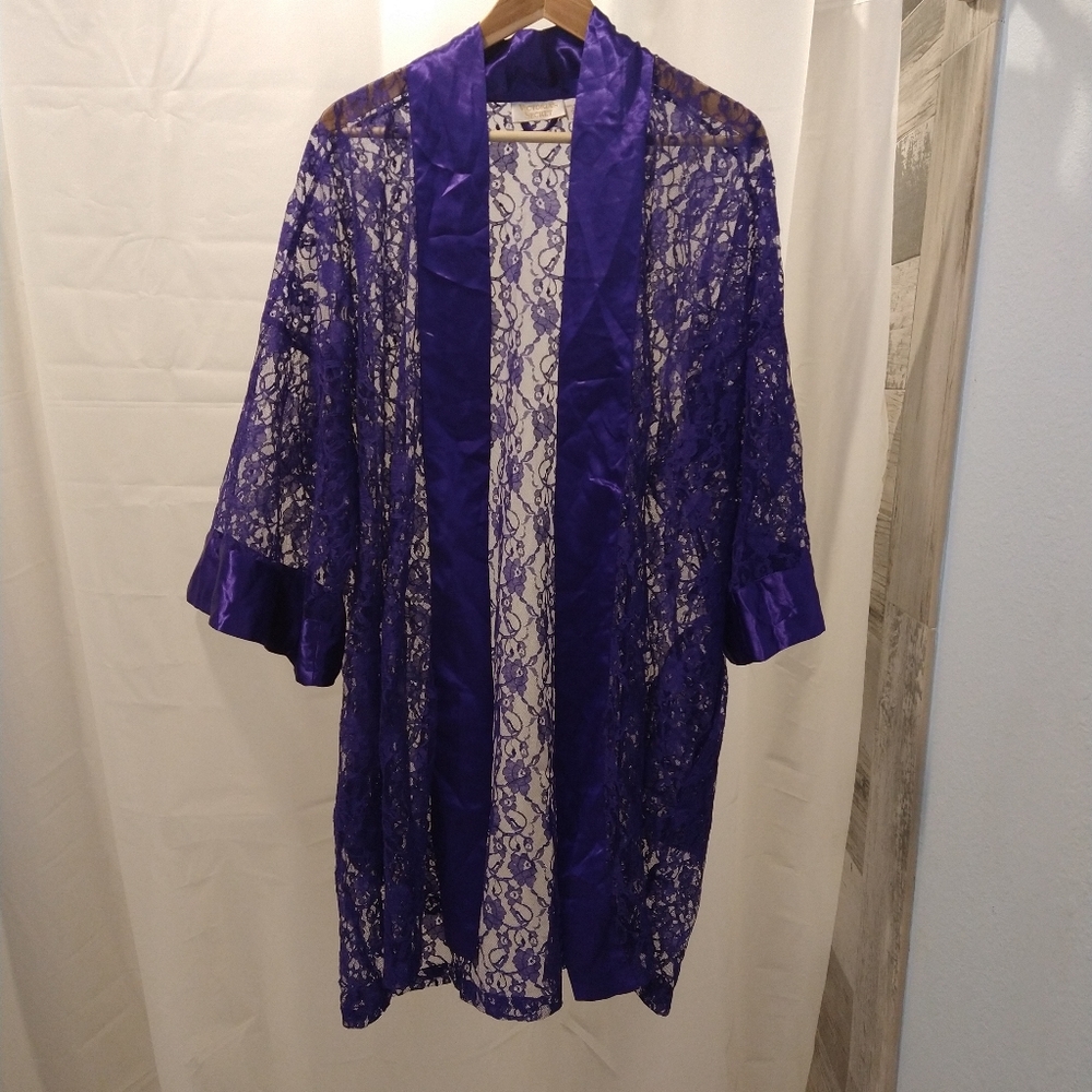 Vintage Victoria Secret Purple Satin/Lace Robe